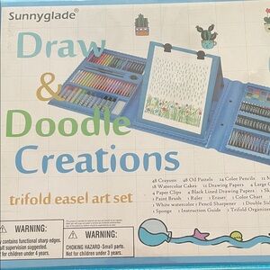 Draw & Doodle Creations Trifold Easel Art Set - Blue Christmas gift